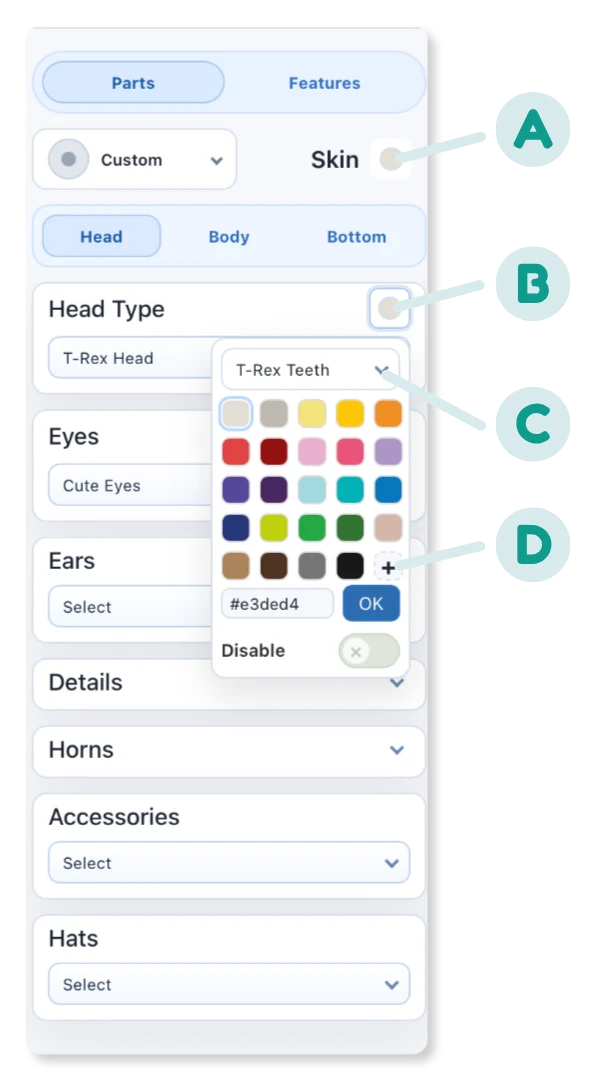 Cute Flexi Maker color controls